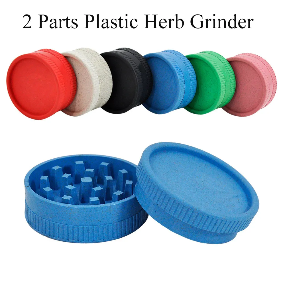 63mm 2 Parts Herb Grinder Degradable Plastic Tobacco Herb Grinder Anti Slip Grinder Multiple Colors Available