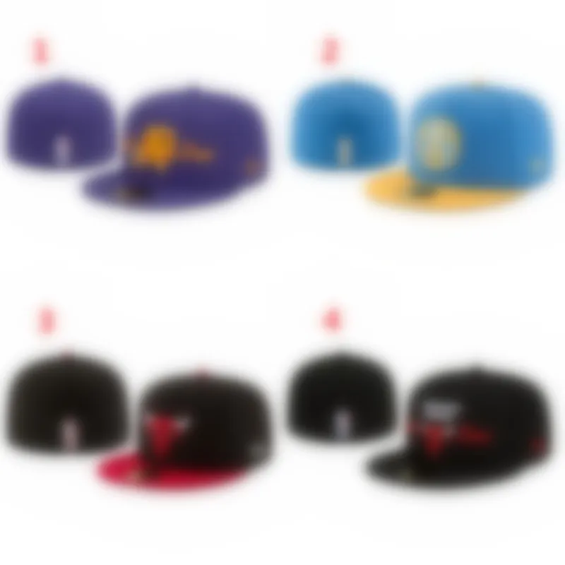 NOUVEAU Hommes Designer Mode Équipe de basket-ball Classique Ajusté Couleur Plat Peak Pleine Taille Casquettes Fermées Baseball Sports Ajustés Chapeaux En Taille 7-Taille 8 équipe de basket-ball N-2