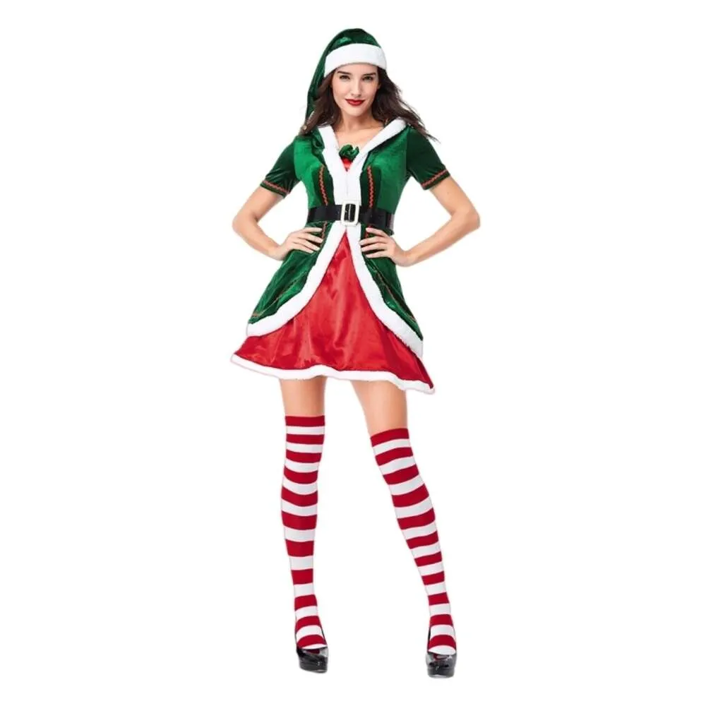 Costume de Cosplay de noël pour femmes, Costume de styliste, ensemble elfe de noël vert, jeu de rôle de fête, Costume de Cosplay Sexy, nouvelle collection