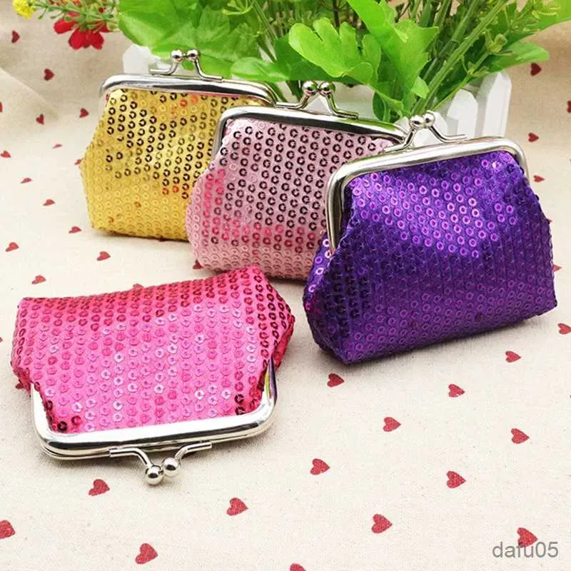 Handbags Polyester Sequin Mini Coin Purse Wallet Kids Girl Cute Purse Pouch Women Hasp Bag Earphone Package Money Bag