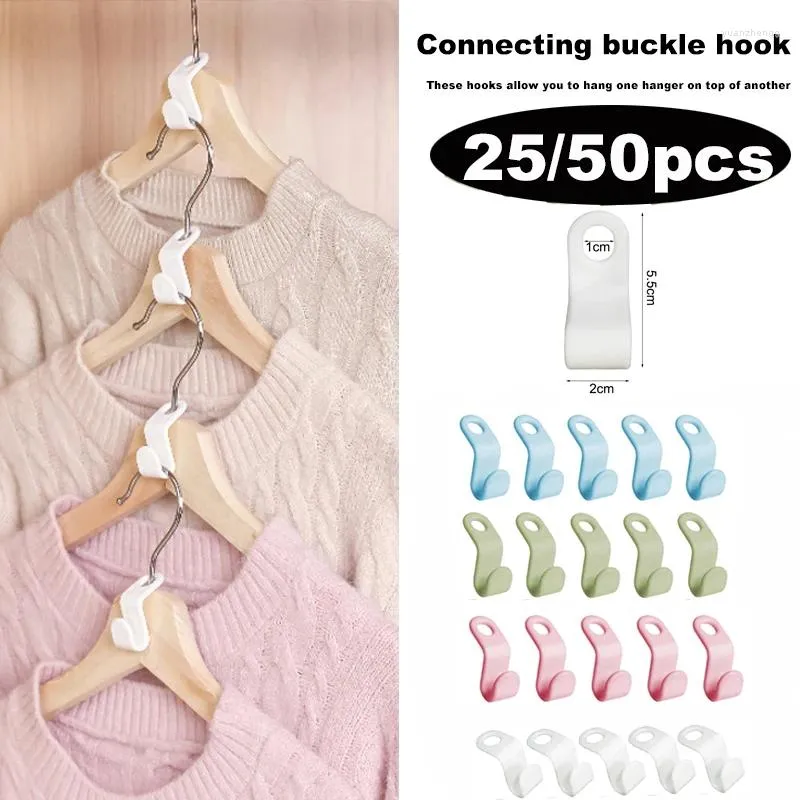 Hangers Coat Hanger Mini Hooks Saving Wardrobe Extendable 25/50 Home Connector Closet Space Plastic For Clothes Cascading Holder