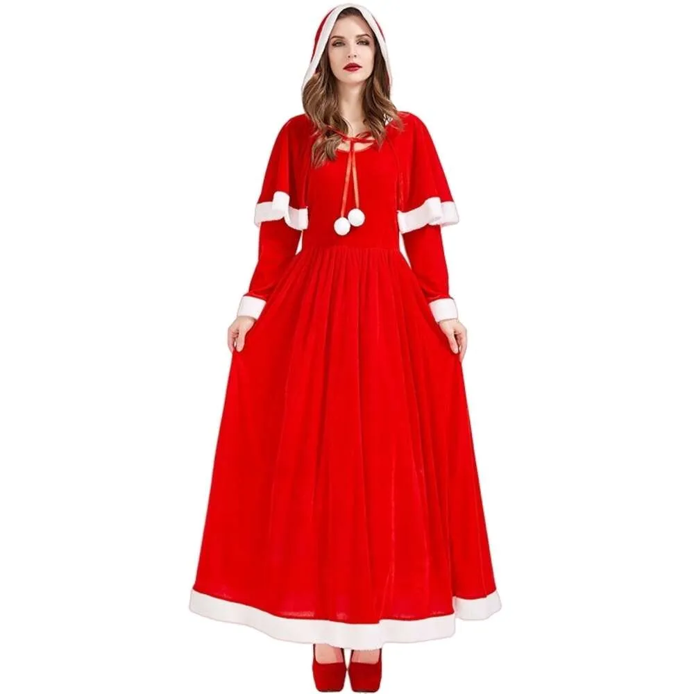 Costume de Cosplay de noël pour femmes, Costume de styliste, Costume de fête de noël, robe châle du père noël, ample et confortable