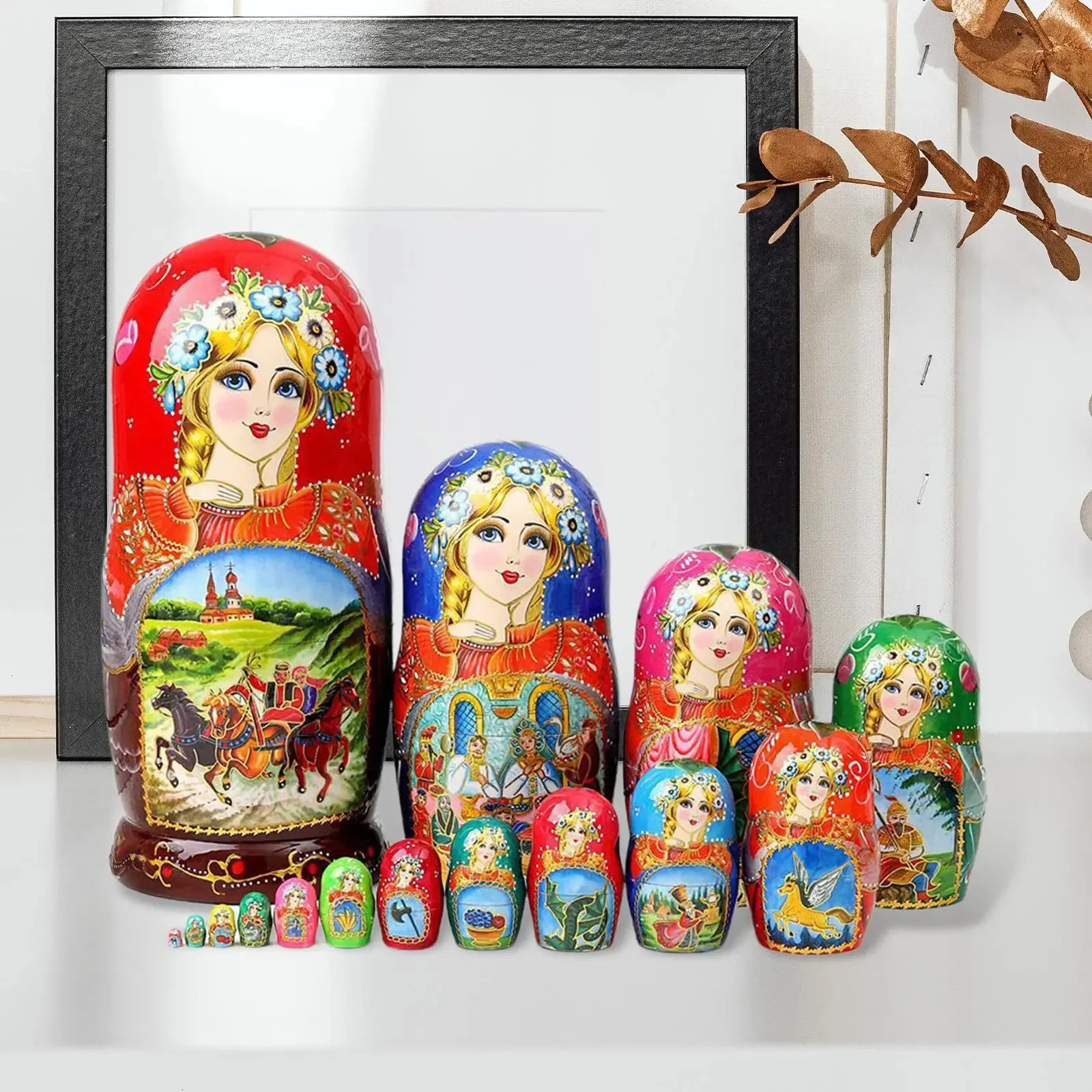 15 Pieces Russian Matryoshka Doll Nesting Doll Home Room Decoration Stacking Doll