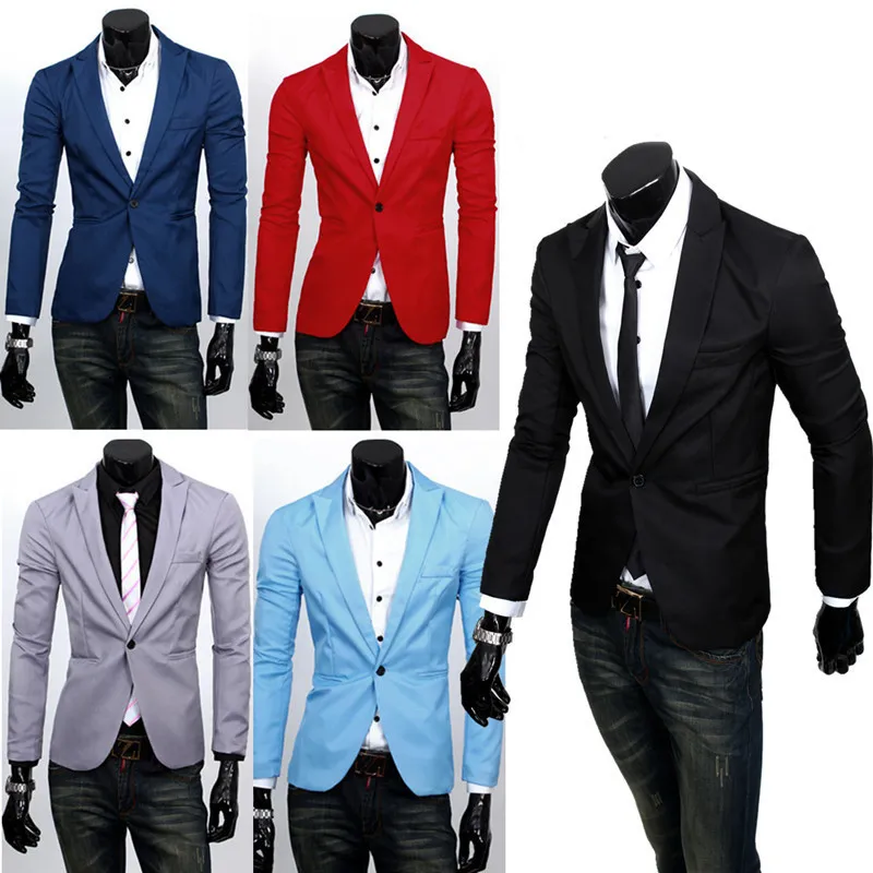 Fashion Winter Black Red Gray Mens Casual Clothes Cotton Long Sleeve Casual Slim Fit Stylish Suit Blazer Coats Jackets