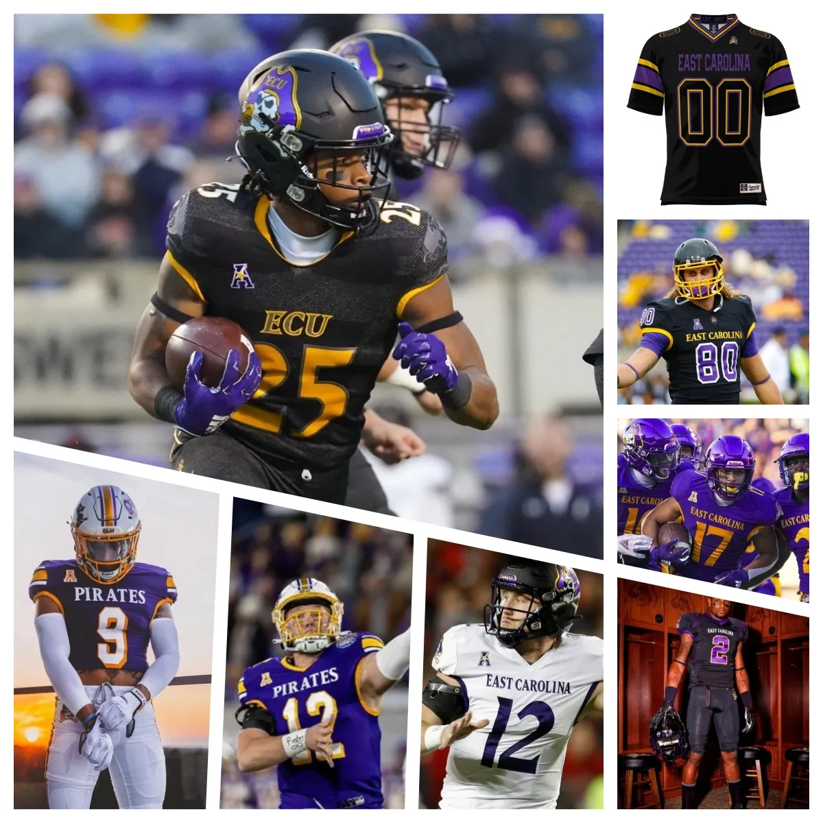 East Carolina Pirates Football Jersey 64 Grant Copeland 56 D'Anta Johnson 15 Alex Flinn 3 Chad Stephens 53 Suirad Ware 33 Zakye Barker 39 Omar Rogers