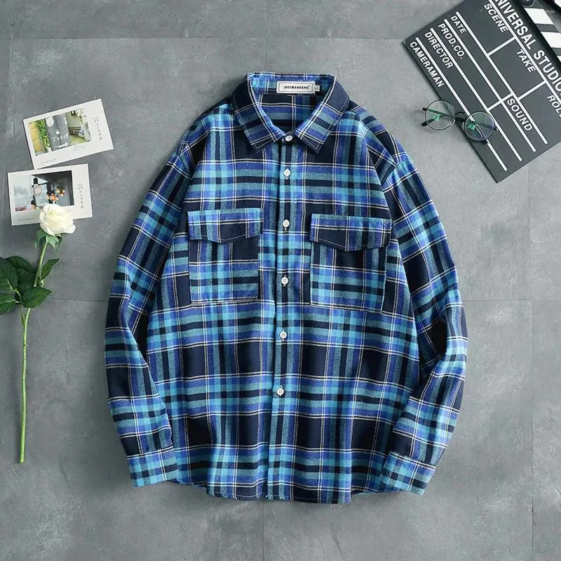 Men's T Shirts Fit Sleeve Spring And Autumn Fashion Casual Plaid Long Shirt Top Blouse Men Clothes