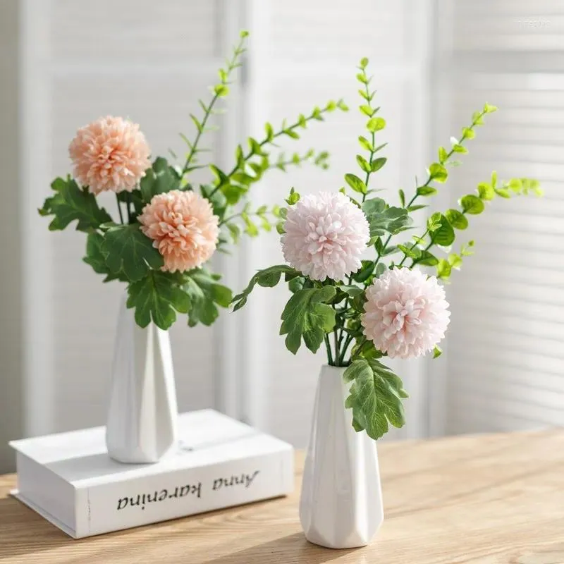 Decorative Flowers Simulation Hydrangea Peony Hybrid Flower Bouquet Home Table Decoration Artificial With Vase