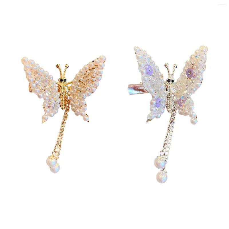 Headpieces 2Pcs Moving Butterfly Hair Clips Metal Wing Bride Wedding Decorative Head Pieces Accessories For Kids Girls Women