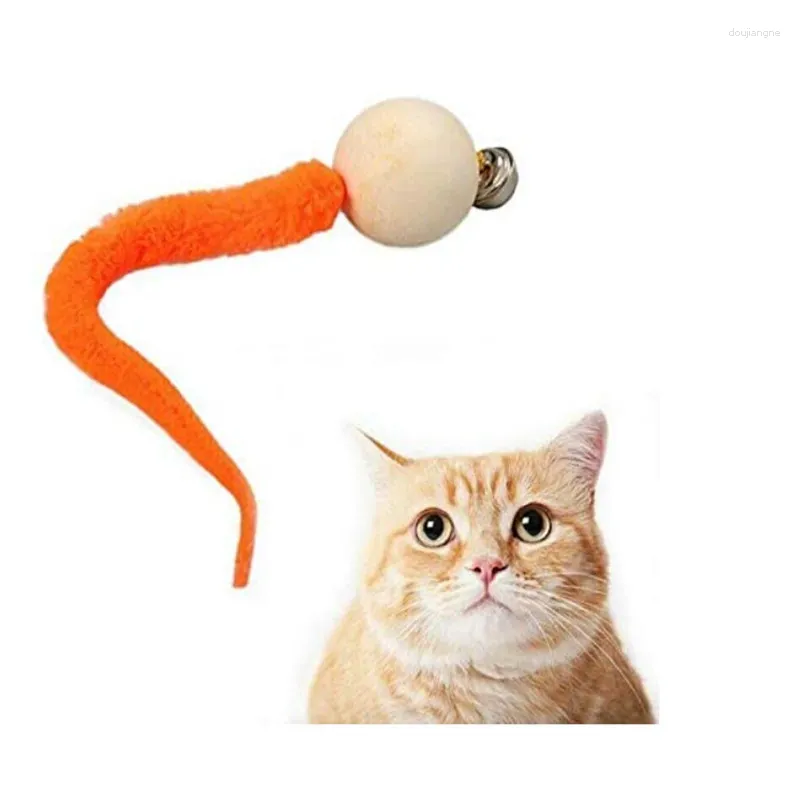 Cat Toys 1pc 2023 Wiggly Balls Bell ping dla interaktywnych robaków z PET z dzwonkami