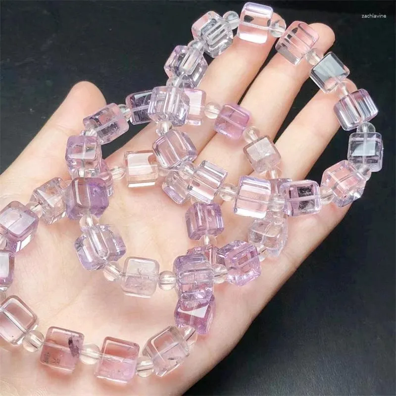 Link-Armbänder, natürliches Lavendel-Amethyst-Würfel-Armband, modischer Edelstein-Kristall-Schmuck-Armreif für Frauen, Heilung, Böhmen, Urlaubsgeschenk, 1 Stück