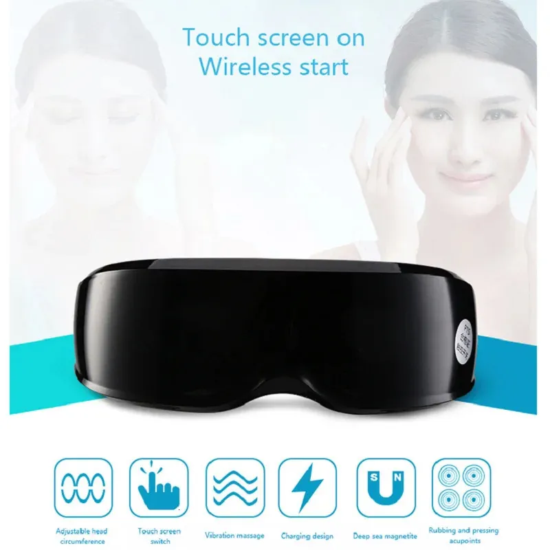 Massager Eye 6D inteligentna poduszka powietrzna Opieka wibracyjna Instrument Compress Bluetooth Masaż szklanki Zmęczenie woreczka Zmarszczennia Vgrtf 231023