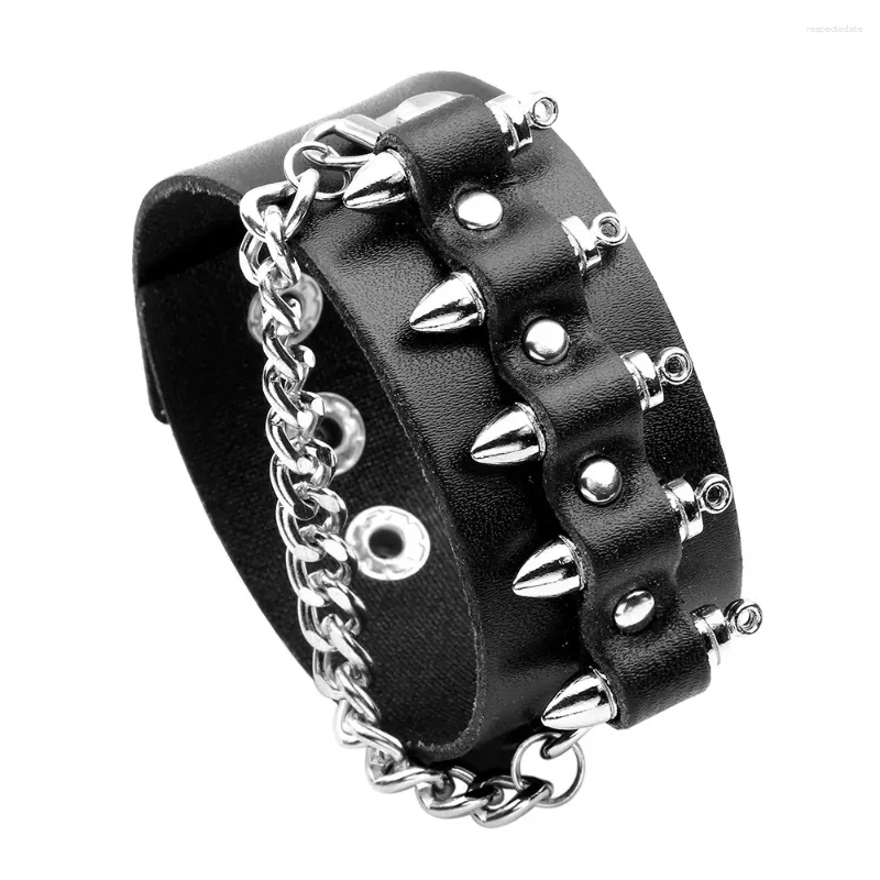Charme pulseiras moda pulseira estilo punk vintage couro apontado rebite trançado masculino