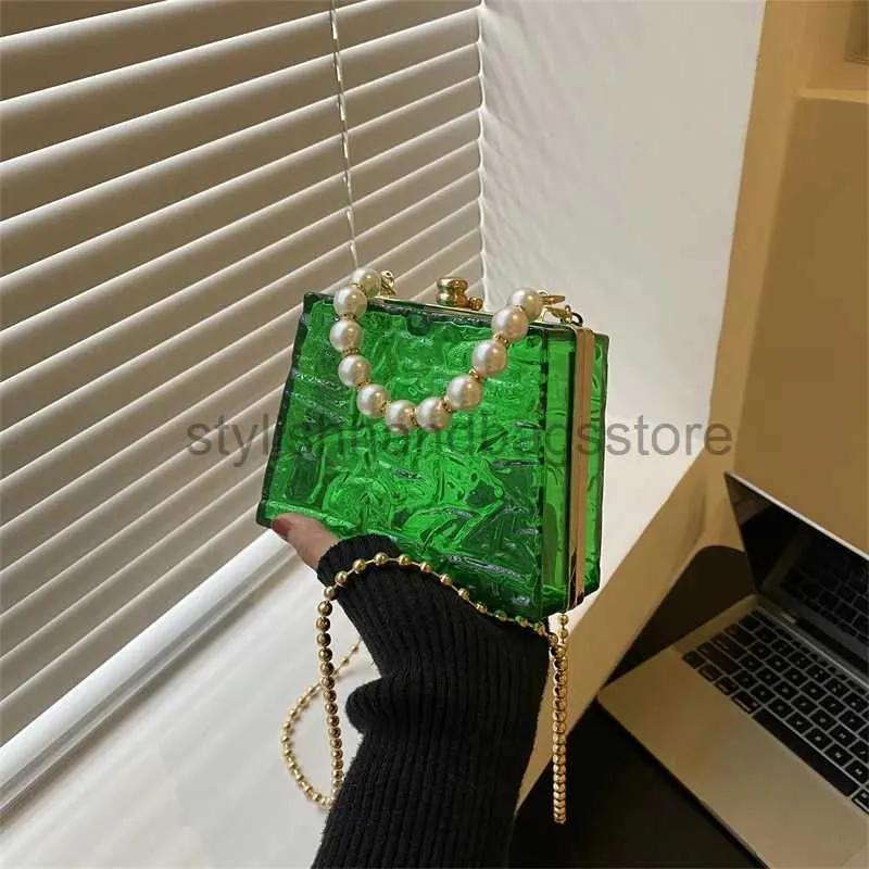 Bagagli in acrilico a tracolla Borsa da donna e bagaglio di lusso Perla e anima trasparente Intersezione Sac Portafoglio di design da donna di moda coreana 2023stylishhandbagsstore