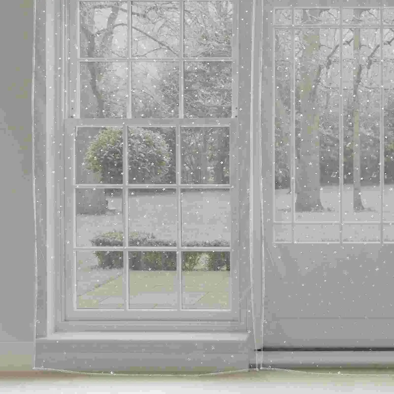 Rideaux en voile transparent, filet en feuille d'étoile romantique, traitements de fenêtre fins pour chambre à coucher et salon, 100 à 200CM (blanc)