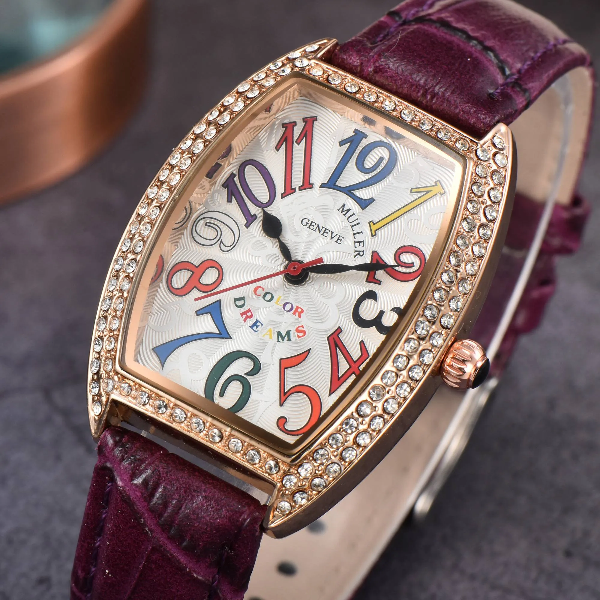 Gorący styl klasyczny Frenk Square Diamond Series Luksusowy projektant Watch Advanced Woman Watches Pełna funkcja Chronograph Straż Quarz Chronograph