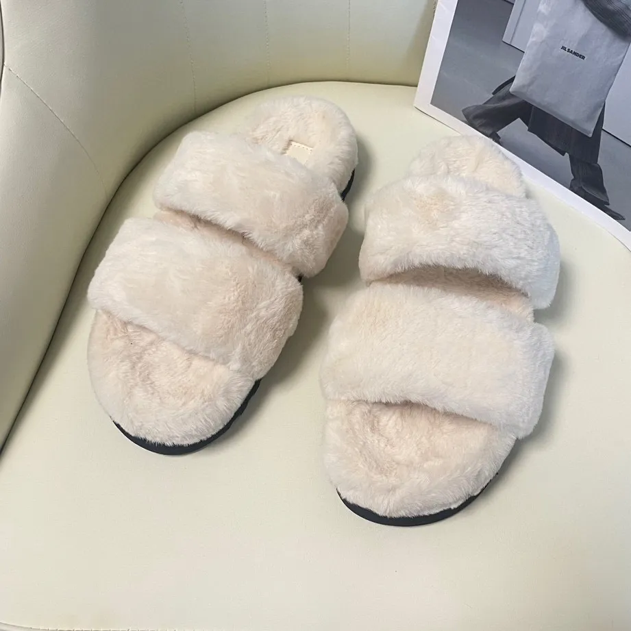 Designer slippers Women's soft and comfortable wool winter slippers Herringbone slippers Luxury flat bottomed slippers