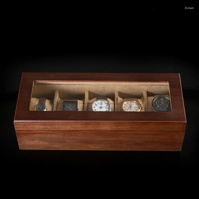 Scatole per orologi Scatola in legno Custodia organizer 5 slot Orologi da uomo di lusso per orologi Display Accessori Idee regalo