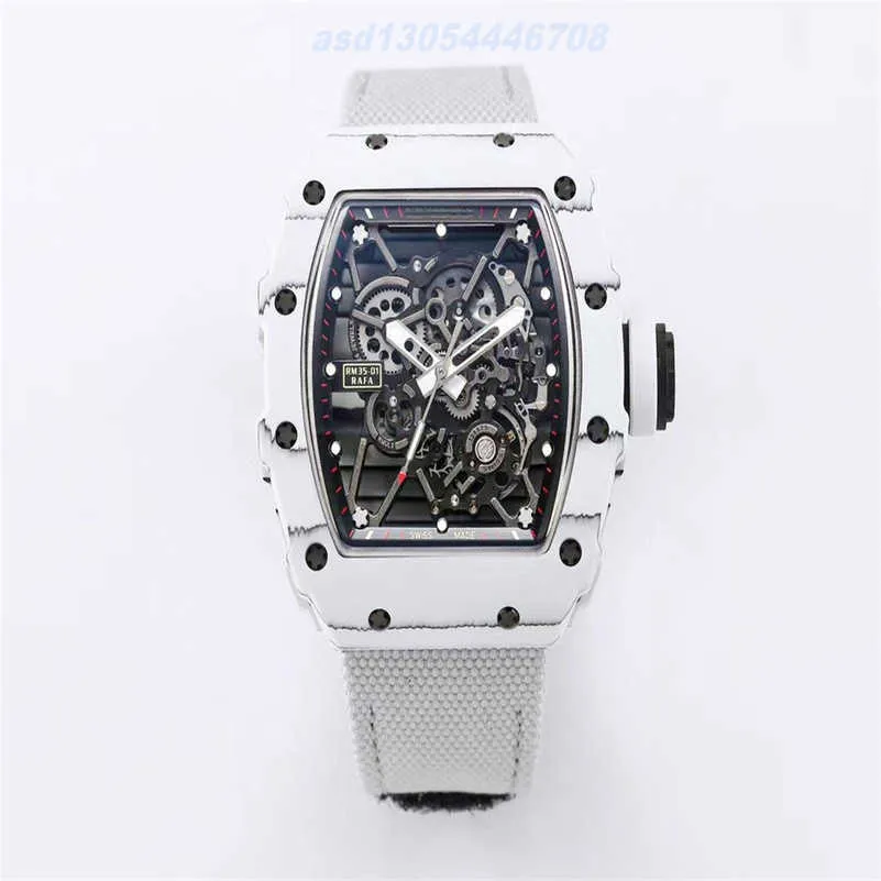 MensWomens Watches Richrd Mileres Leisure Luxury watchs RM3501 Carbon Fiber RMUL3 Hollow one movement White Shock Absorber ultra light weight 50g titanium al X8PDR