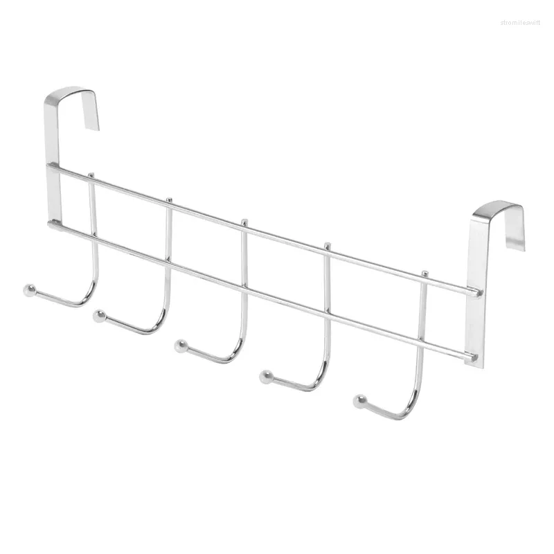 Hangers Over The Door 5 Hooks Home Bathroom Organizer Rack Clothes Coat Hat Towel Hanger Stainless Steel Good Load-Bearing