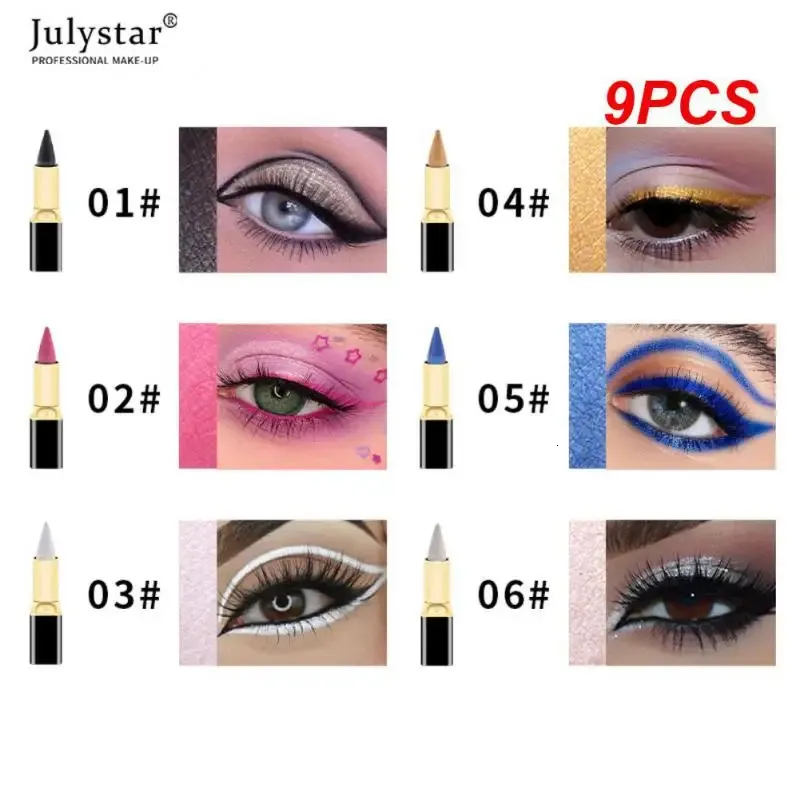 Eye Shadow 9sts Smoky Makeup Eyeliner Thick Gel Pen Black Liner Cream Glitter Blue Pencil Women Beauty Tools 231023