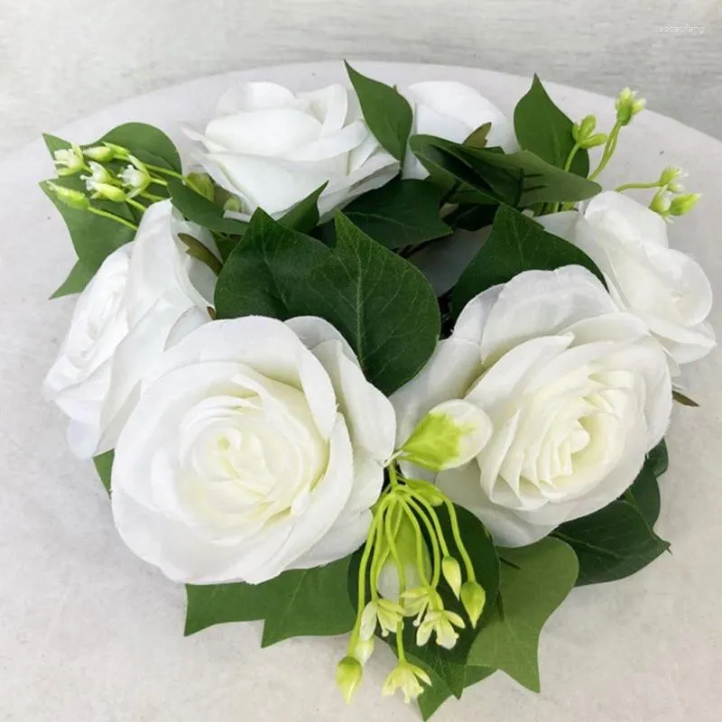 Decoratieve Bloemen Rozenkoppen Kunstzijde Voor Bruiloft Thuis Feest Verjaardag Kerst Taart Decoratie DIY Krans Witte Nep Bloem 25CM