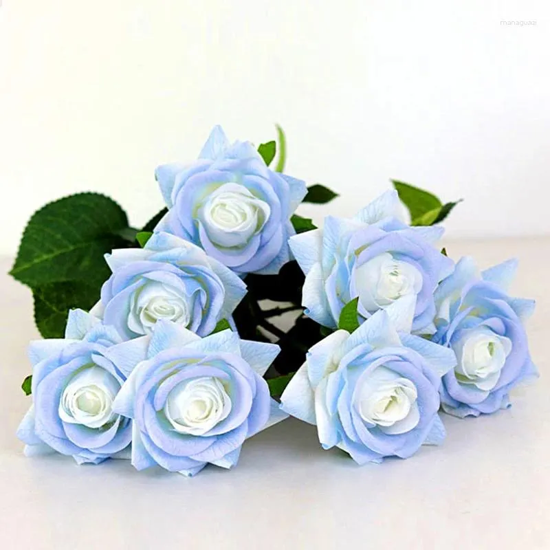 Decorative Flowers 2pcs Halloween Valentine's Day Artificial Rose Black Blue Wedding Gothic Party Home Table Decoration DIY Flower