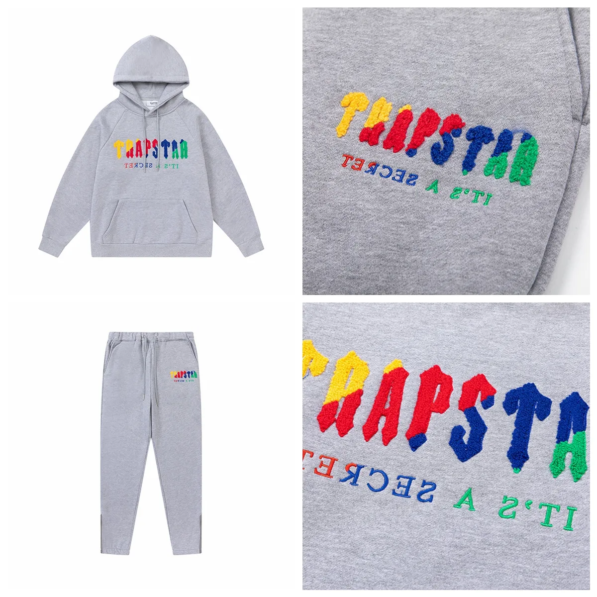 Tracksuit Men's Tech Trapstar Track Suits Hoodie Europe Athleisure Fashion Rugby Tvådel med kvinnors fulla regnbåge långärmad hoodie jacka byxor vår