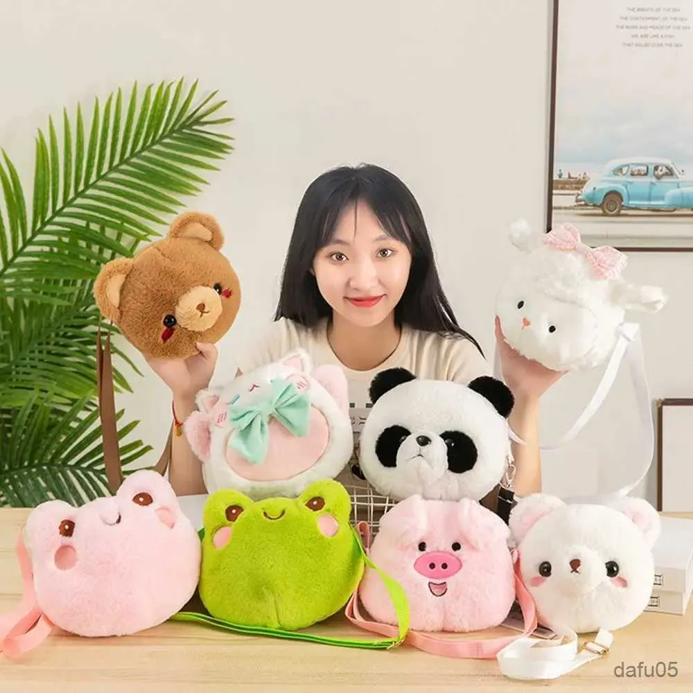 Handbags 1Pc Cartoon Bag Frog Bear Panda Kids Shoulder Bags Plush Kids Coin Purse Wallet Handbag Children Crossbody Bag