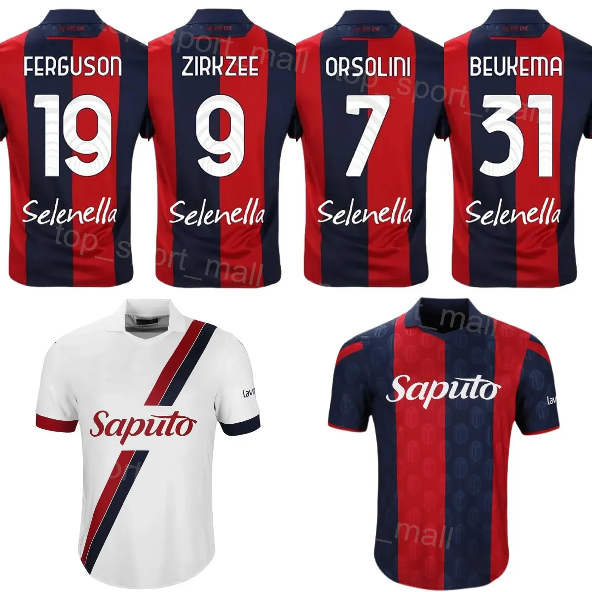 2023 2024 Club Team Bologna Calcio 9 Joshua Zirkzee Jersey 7 Riccardo Orsolini 28 Lukasz Skorupski 19 Lewis Ferguson 31 Sam Beukema Maglia da calcio Kit Rosso Bianco