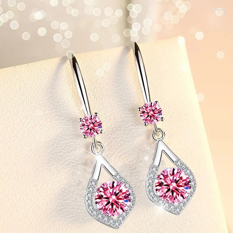 Dangle Earrings Korean Version Water Droplets Hook Brilliant Cubic Zirconia Style Crystal For Women Jewelry