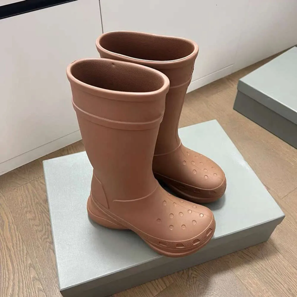 Buty kostki Baleciashoes High Canister Rain Boots Wysokie Rise Grube podeszwy buty przeciwpoślizgowe wodoodporne buty deszczowe guma długie buty damskie Z8hal