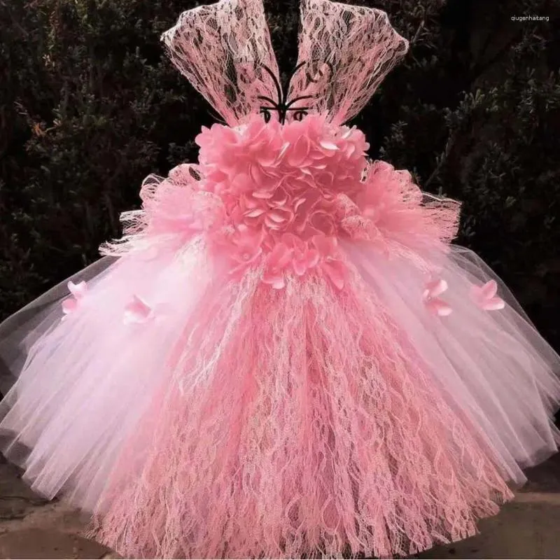Девушка платья девочкам розовые лепестки сказочные платье декора