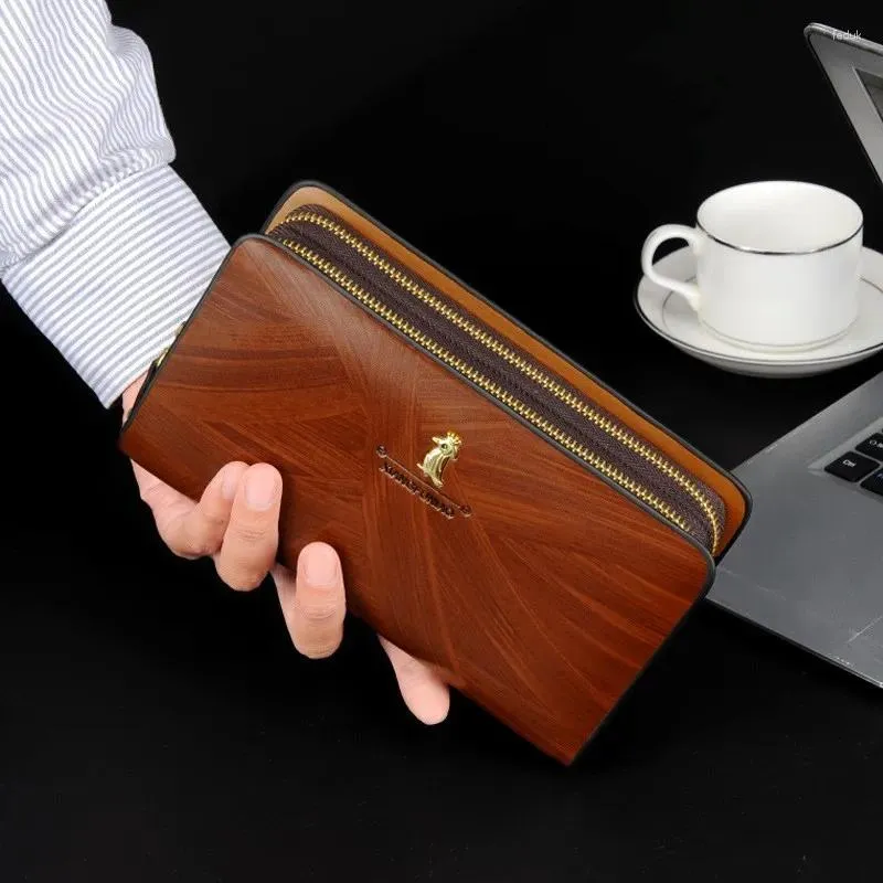 Brieftaschen Vintage Herren Leder Brieftasche Männer Doppel-reißverschluss PU Geldbörse Für Kupplung Männlich Portafoglio Uomo Billeteras Para Hombre