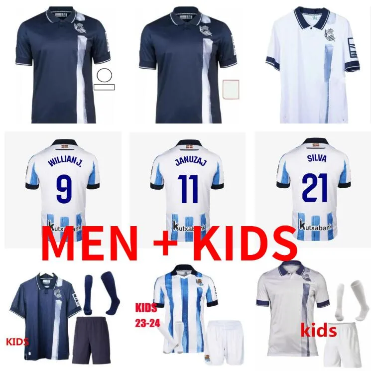 23 24 حقيقية Sociedad Soccer Jerseys Oyarzabal X Prieto Agirretxe Men Kids 2023 2024 Jersey Granero Odegaard Juanmi Home Away Camiseta de Futbol Football قمصان