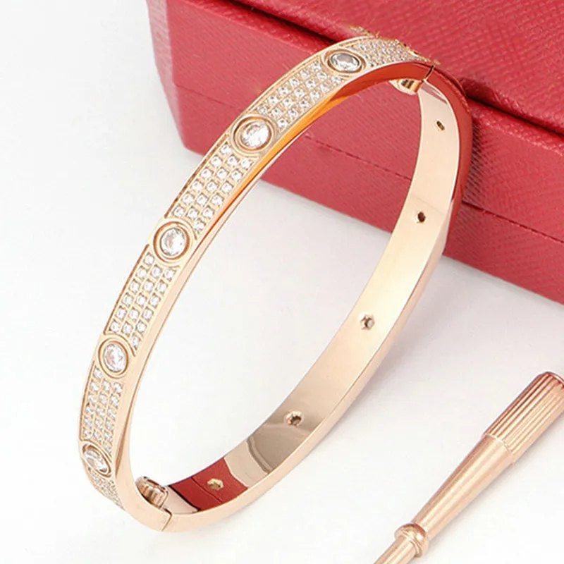 Stainless Steel Full Diamond Bracelet Design Women Men Chirstmas Bangle Bracelets Luxury Distance Jewelry Gift No Box