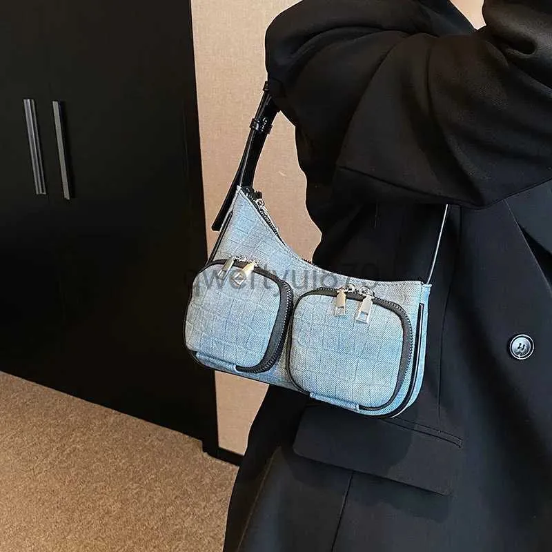 Totes New Women's Denim Shoulder Bag Fashion Women's Handbag Quality Zipper Underwear Bag Women's Designer Bagqwertyui879
