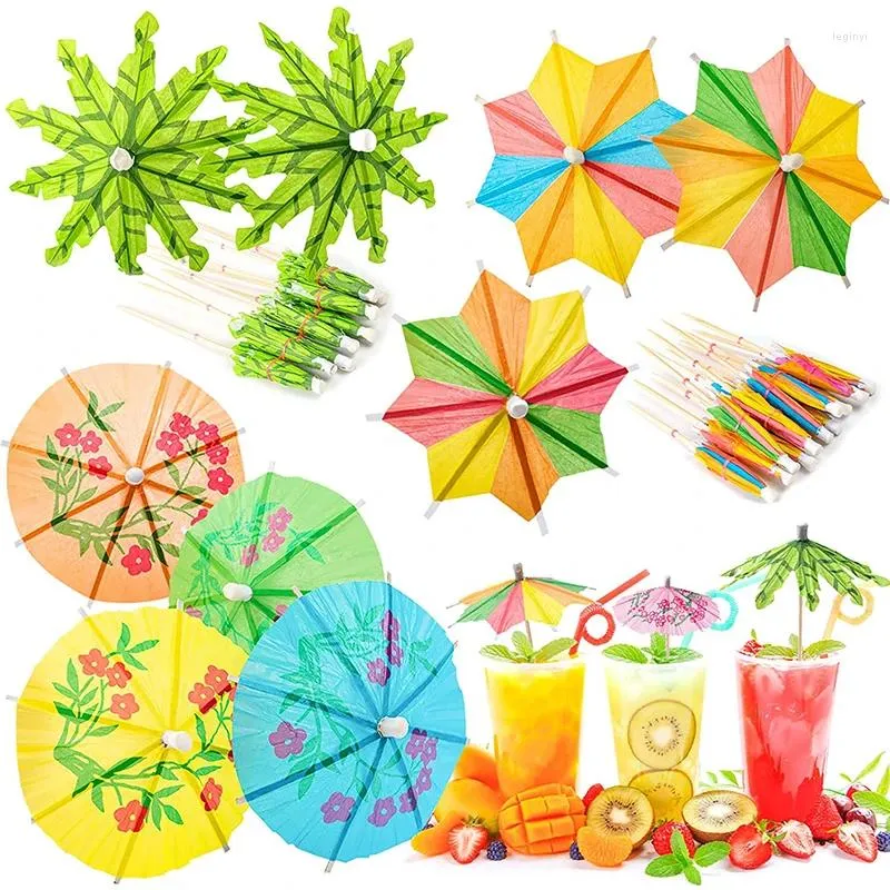 Party Decoration Umbrella Cocktail Drink Picks Food Fruit Bamboo Toothpick Dessert Cake Stick Hawaiian Birthday Wedding Supplies