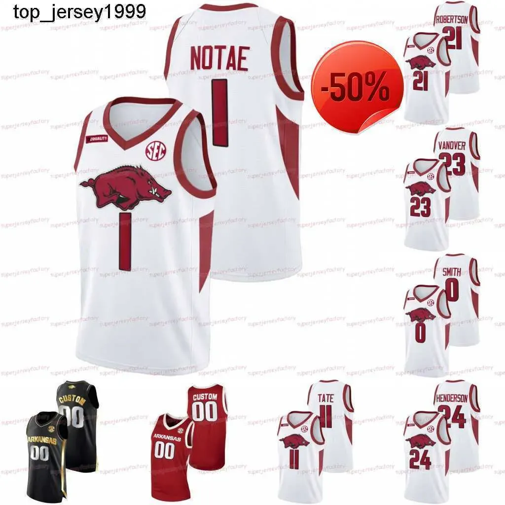 Anpassad anpassad Arkansas 2021 Jämställdhet NCAA Basketball Jersey JD Notae Joe Johnson Khalen Robinson Moses Moody Patrick Beverley Portis Arkansa