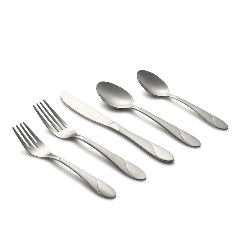 Dinnerware Sets Swirl Sand 89-Piece Flatware Set With 5-Piece Hostess