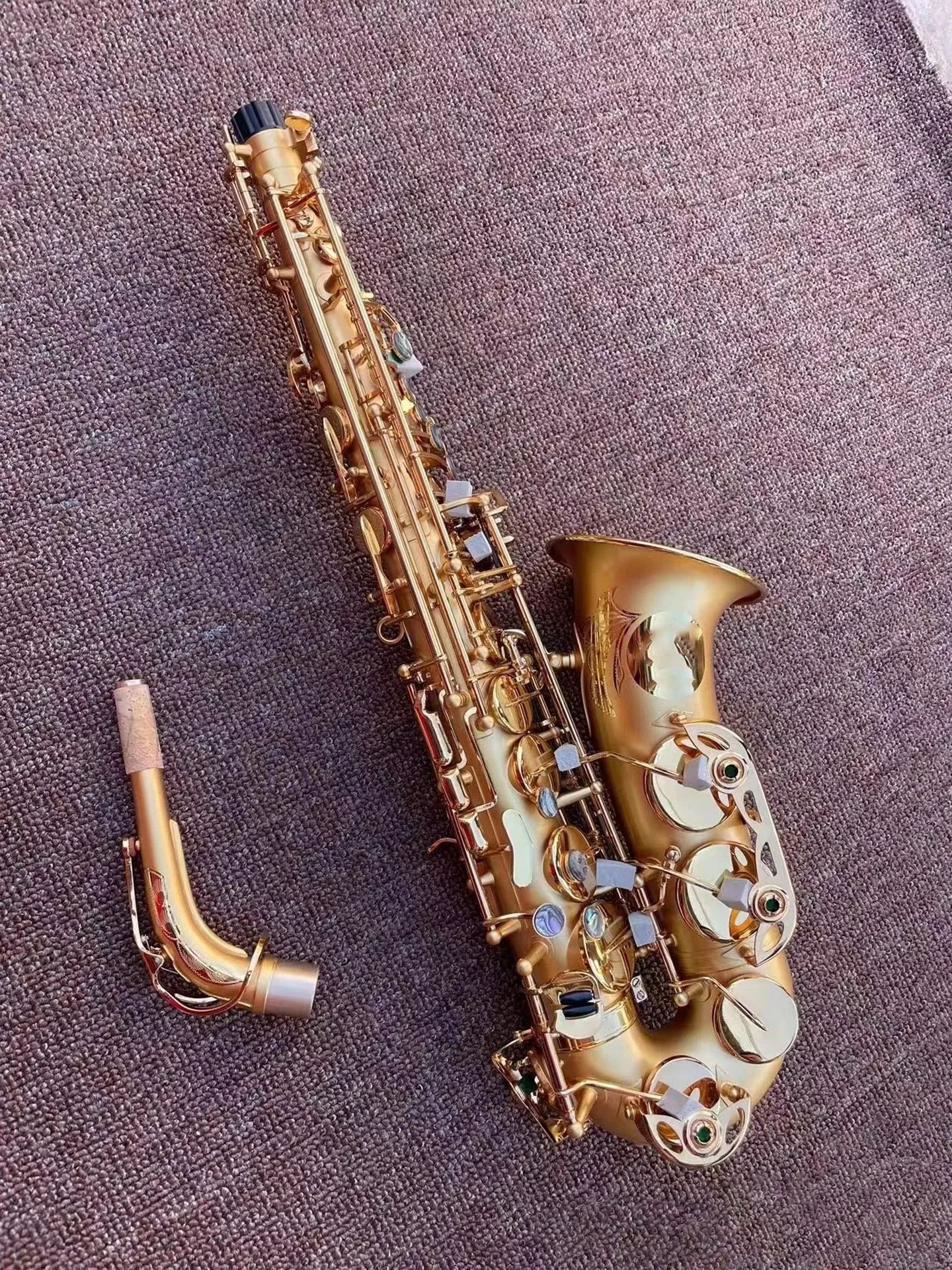 Hamp Gold Professional Alto Saxophone Drop E Tone 54 High-End Pure Gold-Plated Matte Process Alto Saxophone Jazz Instrument