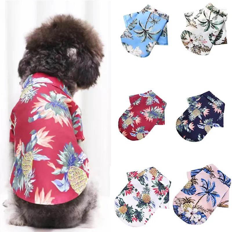 Vêtements de chien Chiot Vêtements d'été Hawaiian Beach Style T-shirt Mince Cool Salopette pour petits chiens Chat Gilet Chihuahua Yorkies Caniche Tissu