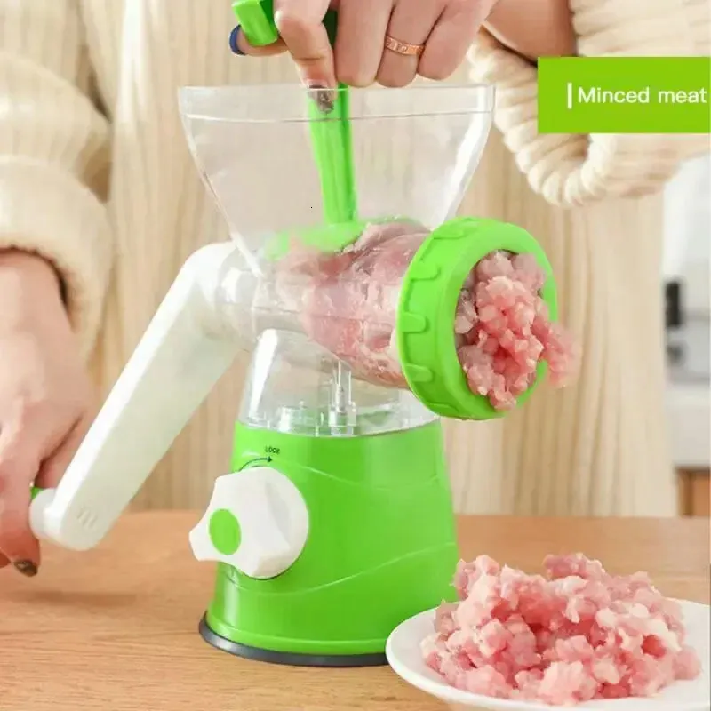 Tritatutto Manuale Mini In PP E Acciaio, Per Aglio, Verdure, Carne E Baby Food, Con Maniglia Retrattile, Giallo/blu