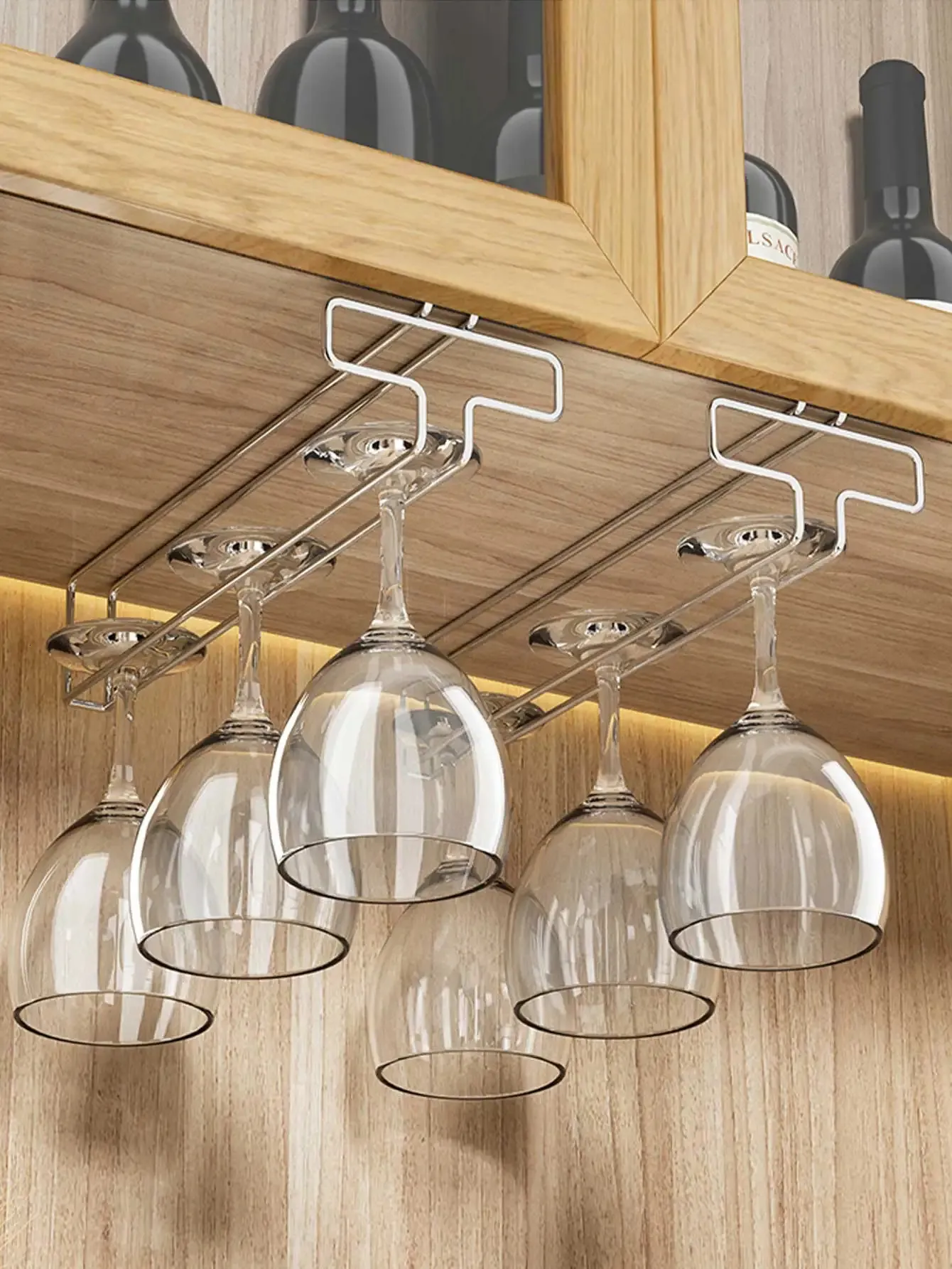 Tabletop Wine Racks WORTHBUY Stainless Steel Rack Upside Down Hanging Cup Storage Glass Holder Stand Home Cabinet 231023