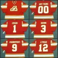 CUSTOM 1 jim craig 12 tom lysiak 9 jean pronovost 3 pat quinn atlanta 1980 vintage away hockey jersey S-3XL