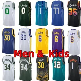 Men kids Youth Basketball Jerseys Stephen Curry James Devin Booker Kevin  Jayson Tatum Giannis Antetokounmpo LaMelo Ball Ja Morant Luka adult children jer