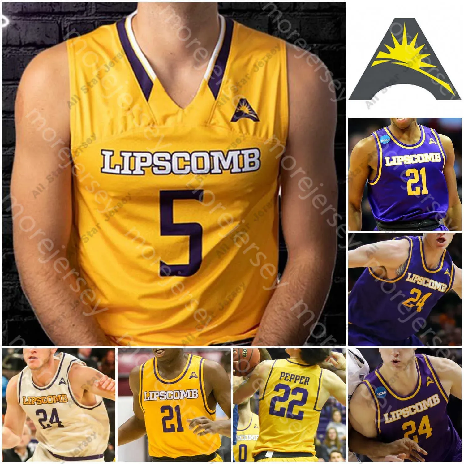 قمصان كرة السلة المخصصة لكرة السلة قمصان مخصصة Lipscomb Bisons كرة السلة Jersey NCAA College Garrison Mathews Ahsan Asadullah KJ Johns