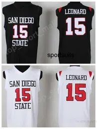 Men College 15 Kawhi Leonard  State Jerseys Cheap Black Team Color White Basketball Leonard Jerseys University Breathable