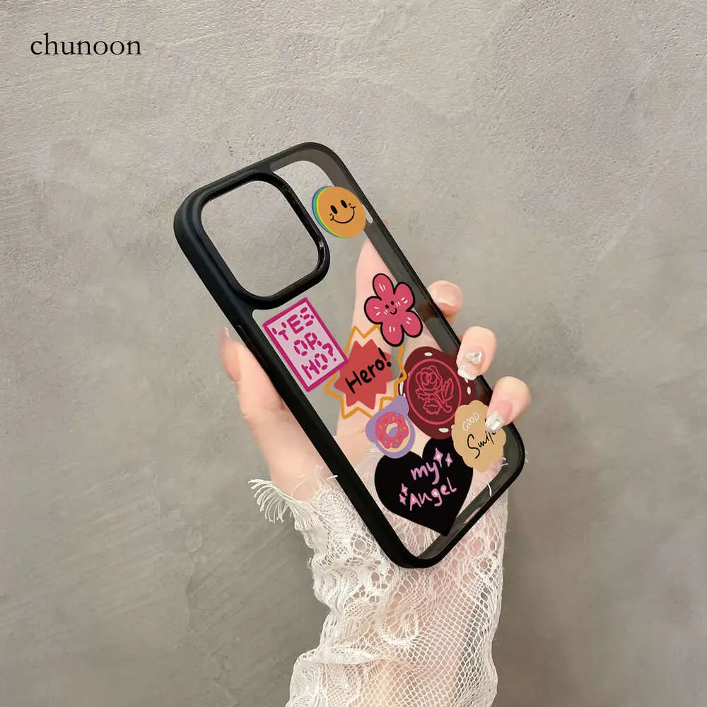 INS Wind Sticker Heart Fit Apple 15promax Phone Case Iphone 13pro Minimalist 12pro Hard 14