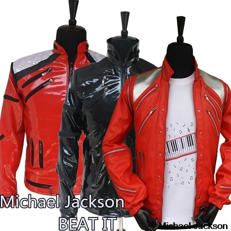Heren leer faux punk rode rits MJ Beat It Casual op maat gemaakt Amerika mode-stijl jas uitloper imitatie 3 kleuren 231020