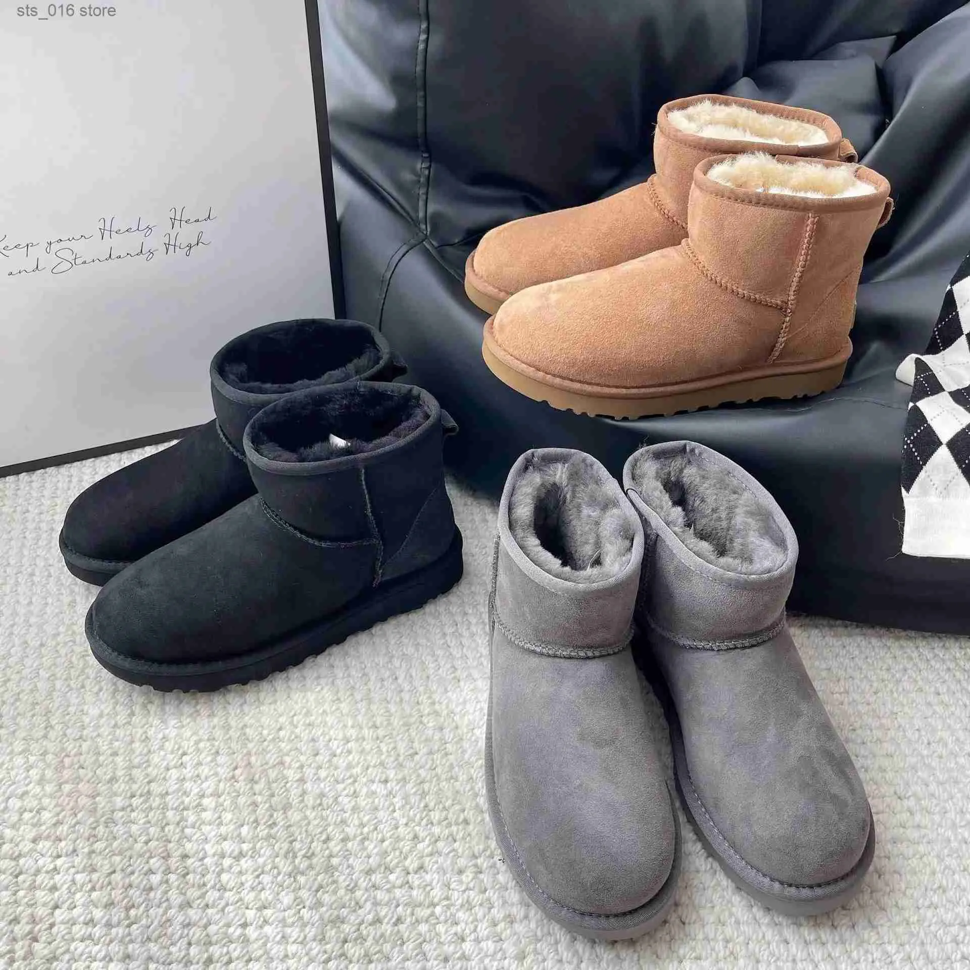 Boots 2023 Real Sheepskin Wool Low-cut Warm Fur Shoes Winter Warm Boots Fur Ladies Snow Boots Man and Women Short Boots High Quality T231023
